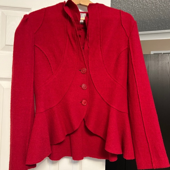 Tristan Red Peplum Blazer – Size Medium - Picture 1 of 3